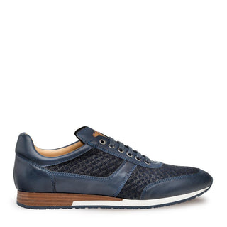 Mezlan Maxim Men's Shoes Blue Texture Print Suede / Calf-Skin Leather Sneakers 9463 (MZ3196)-AmbrogioShoes
