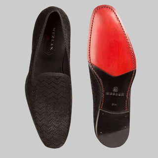 Mezlan Men's Aristotle Black Embossed Suede Loafers (MZ2044)-AmbrogioShoes