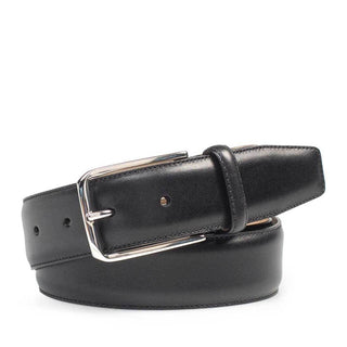 Mezlan Men's Belt Black Calf-Skin Leather AO11114 (MZB1154)-AmbrogioShoes