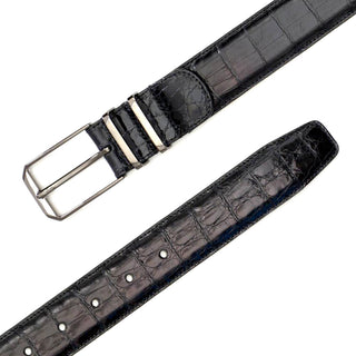 Mezlan Men's Belt Black Exotic Crocodile AO11115 (MZB1151)-AmbrogioShoes