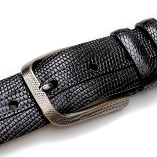 Mezlan Men's Belt Black Genuine Lizard-Skin AO10954 (MZB1167)-AmbrogioShoes