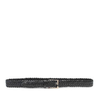 Mezlan Men's Belt Black Woven Calf-Skin Leather AO11112 (MZB1159)-AmbrogioShoes