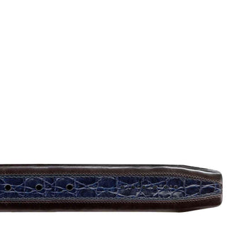 Mezlan Men's Belt Blue Caiman Crocodile & Calf-Skin Leather AO8597-C (MZB1150)-AmbrogioShoes