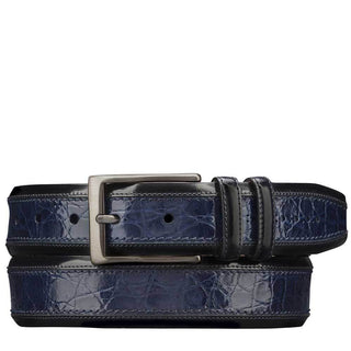 Mezlan Men's Belt Blue Caiman Crocodile & Calf-Skin Leather AO8597-C (MZB1150)-AmbrogioShoes