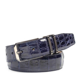 Mezlan Men's Belt Blue Exotic Caiman Crocodile AO11115 (MZB1152)-AmbrogioShoes