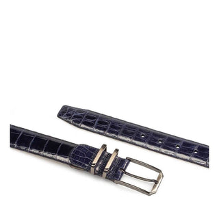 Mezlan Men's Belt Blue Exotic Caiman Crocodile AO11115 (MZB1152)-AmbrogioShoes