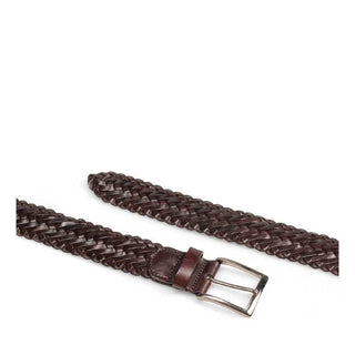 Mezlan Men's Belt Brown Woven Calf-Skin Leather AO11112 (MZB1160)-AmbrogioShoes