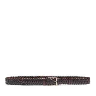 Mezlan Men's Belt Brown Woven Calf-Skin Leather AO11112 (MZB1160)-AmbrogioShoes