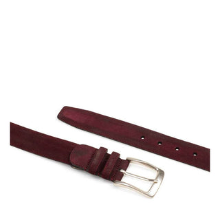 Mezlan Men's Belt Burgundy Suede Leather AO10625 (MZB1170)-AmbrogioShoes