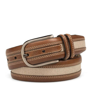 Mezlan Men's Belt Cognac and Bone Multi Material AO10944 (MZB1177)-AmbrogioShoes