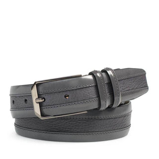 Mezlan Men's Belt Gray Calf-Skin & Deer Skin Leather AO11113 (MZB1158)-AmbrogioShoes