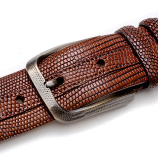 Mezlan Men's Belt Honey Brown Genuine Lizard-Skin AO10954 (MZB1168)-AmbrogioShoes