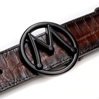 Mezlan SXB11491F Sport Exotic Crocodile Circle Icon Men's Belt (MZB1202)-AmbrogioShoes