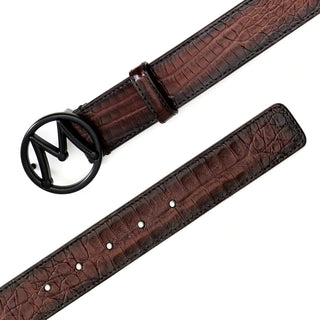 Mezlan SXB11491F Sport Exotic Crocodile Circle Icon Men's Belt (MZB1202)-AmbrogioShoes