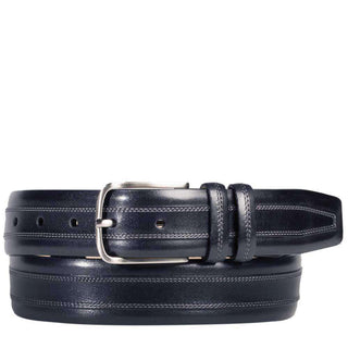 Mezlan Mens Belts Black Burnished Calfskin AO10244 (MZB1102)-AmbrogioShoes