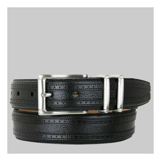 Mezlan Mens Belts Black Cordovan Leather & Deerskin AO8594 (MZB1089)-AmbrogioShoes