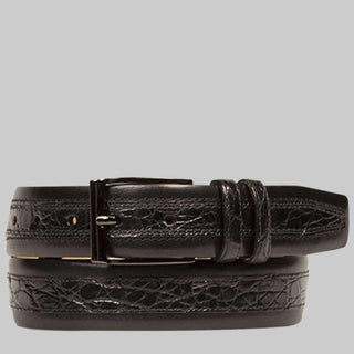 Mezlan Mens Belts Black Crocodile & Calfskin AO10352 (MZB1019)-AmbrogioShoes