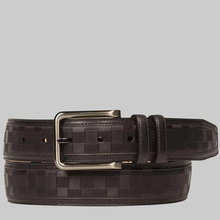 Mezlan Mens Belts Black Embossed Calfskin AO10818 (MZB1044)-AmbrogioShoes