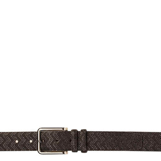 Mezlan Men's Belts Black Embossed Suede AO10626 (MZB1031)-AmbrogioShoes