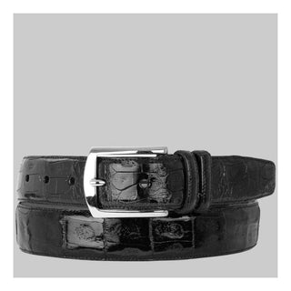 Mezlan Mens Belts Black Exotic Crocodile AO8603 (MZB1097)-AmbrogioShoes