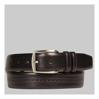 Mezlan Mens Belts Black Italian Calfskin AO10629 (MZB1035)-AmbrogioShoes
