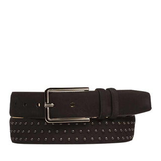 Mezlan Mens Belts Black Plush Suede AO10356 (MZB1103)-AmbrogioShoes