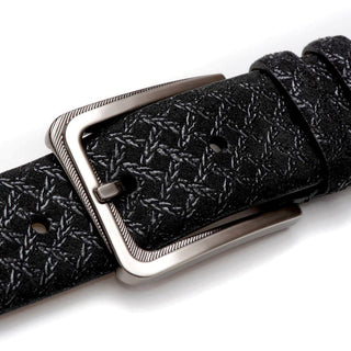 Mezlan Mens Belts Black Textured Suede AO10359 (MZB1027)-AmbrogioShoes