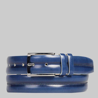 Mezlan Mens Belts Blue Burnished Calfskin AO10345 (MZB1017)-AmbrogioShoes