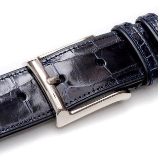 Mezlan Men's Belts Blue Exotic Alligator AO7907 (MZB1083)-AmbrogioShoes