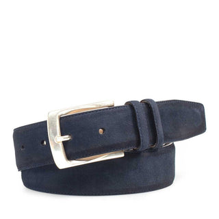 Mezlan Men's Belts Blue Suede Leather AO10625 (MZB1192)-AmbrogioShoes