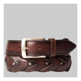 Mezlan Mens Belts Brown Burnished Calfskin AO10477 (MZB1030) Clearance-AmbrogioShoes