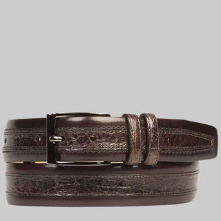 Mezlan Mens Belts Brown Crocodile & Calfskin AO10352 (MZB1020)-AmbrogioShoes