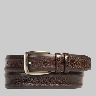 Mezlan Mens Belts Brown & Rugger Ostrich Paw & Calf Trim AO10355 (MZB1025)-AmbrogioShoes