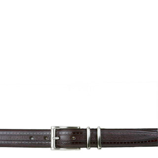 Mezlan Mens Belts Burgundy Cordovan Leather & Deerskin AO8594 (MZB1088)-AmbrogioShoes