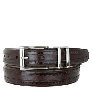 Mezlan Mens Belts Burgundy Cordovan Leather & Deerskin AO8594 (MZB1088)-AmbrogioShoes