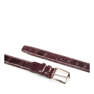 Mezlan Men's Belts Burgundy Exotic Alligator AO7645 (MZB1188)-AmbrogioShoes