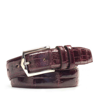 Mezlan Men's Belts Burgundy Exotic Alligator AO7645 (MZB1188)-AmbrogioShoes