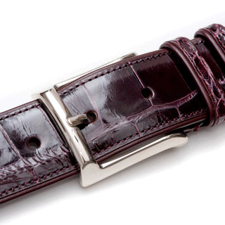 Mezlan Men's Belts Burgundy Exotic Alligator AO7907 (MZB1079)-AmbrogioShoes