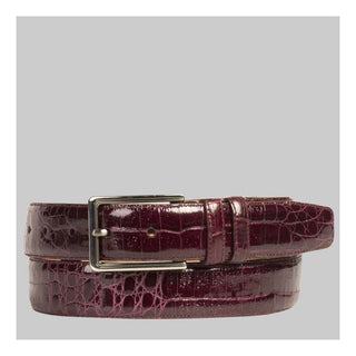 Mezlan Mens Belts Burgundy Exotic Crocodile AO8603 (MZB1099)-AmbrogioShoes