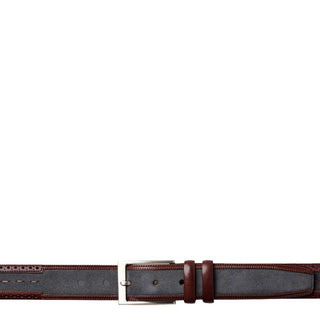 Mezlan Men's Belts Burgundy & Grey Suede & Calfskin AO10237 (MZB1004)-AmbrogioShoes