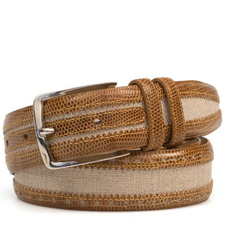 Mezlan Men's Belts Camel / Beige Lizard & Fabric AO10953 (MZB1190)-AmbrogioShoes