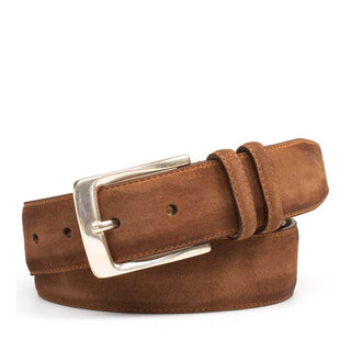 Mezlan Men's Belts Cognac Suede Leather AO10625 (MZB1193)-AmbrogioShoes