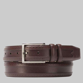 Mezlan Mens Belts Dark Brown Burnished Calfskin AO10815 (MZB1042)-AmbrogioShoes