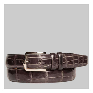 Mezlan Mens Belts Dark Brown Exotic Alligator AO7645 (MZB1076)-AmbrogioShoes