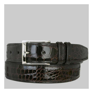 Mezlan Mens Belts Dark Brown Exotic Alligator AO7907 (MZB1082)-AmbrogioShoes