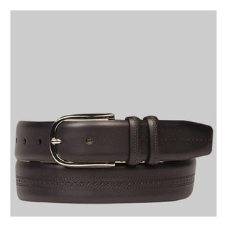 Mezlan Mens Belts Graphite Burnished Calfskin AO10822 (MZB1051)-AmbrogioShoes