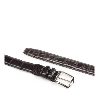 Mezlan Men's Belts Gray Exotic Alligator AO7645 (MZB1189)-AmbrogioShoes