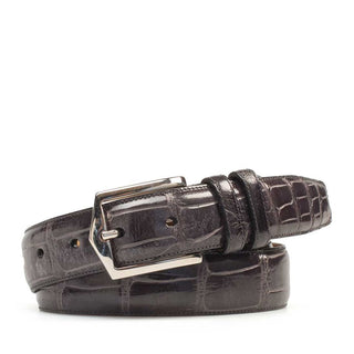 Mezlan Men's Belts Gray Exotic Alligator AO7645 (MZB1189)-AmbrogioShoes