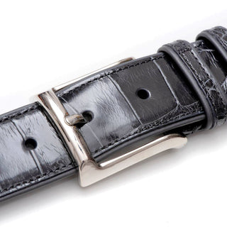 Mezlan Men's Belts Grey Exotic Alligator AO7907 (MZB1085)-AmbrogioShoes