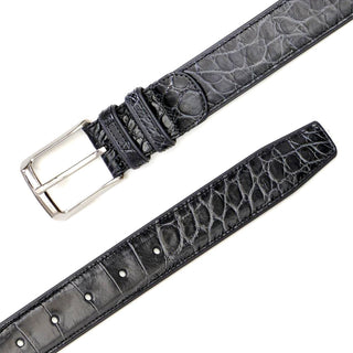 Mezlan Men's Belts Grey Exotic Alligator AO7907 (MZB1085)-AmbrogioShoes